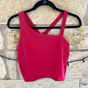Hot Pink Asymmetrical Sports Bra